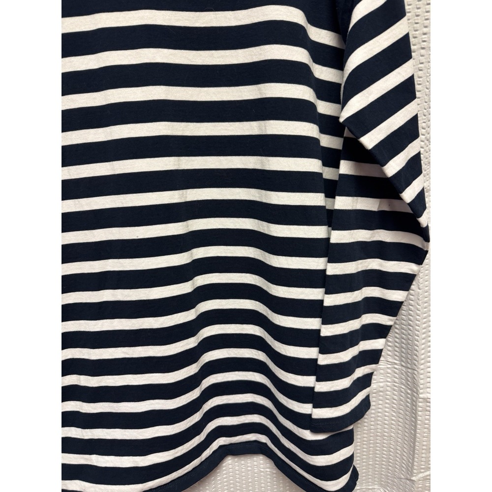 J. Crew‎ Blue White Striped Boat Neck Cotton Tunic Top Size Med Style AE778 - Picture 3 of 9